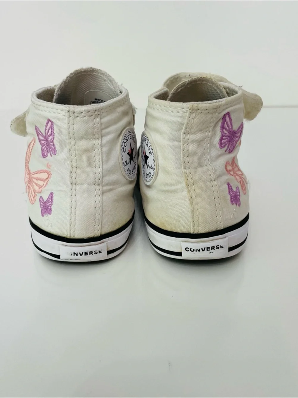 Converse All Star Canvas Sneakers Pink Purple Butterfly High Top Shoes Girls 10C